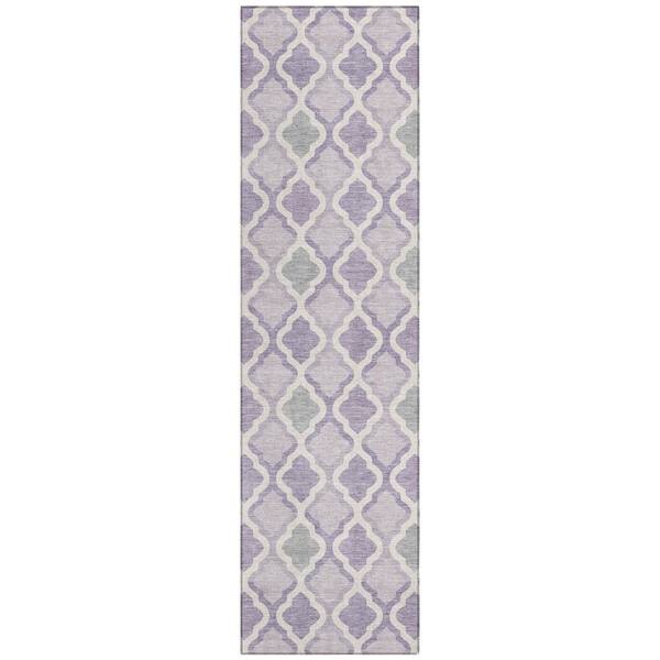 Chantille Machine Washable Indoor/Outdoor Abstract ACN3138 Lavender 2 ft. x 7 ft. Runner Rug