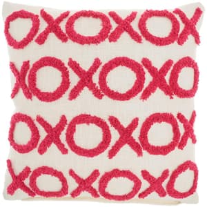 Lifestyles Hot Pink Geometric 18 in. x 18 in. Throw Pillow