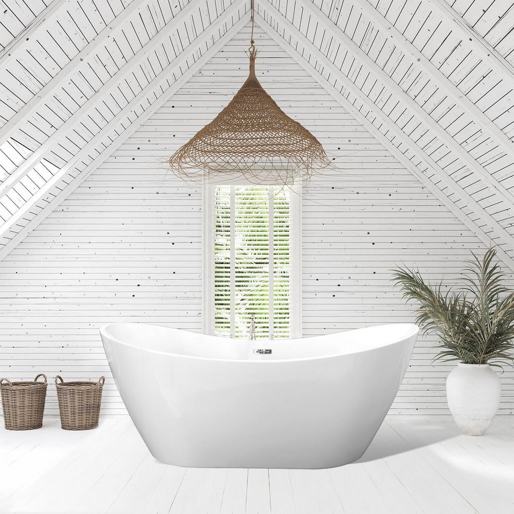 Alana 70'' White Freestanding Acrylic Soaking Bathtub