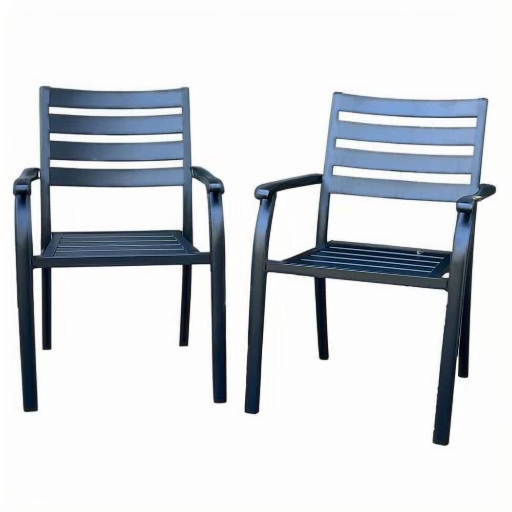 Metal Outdoor Dining Chair for Gardens, Terraces, and Swimming Pool, Black (2-Pack) price history on PriceWatchPro