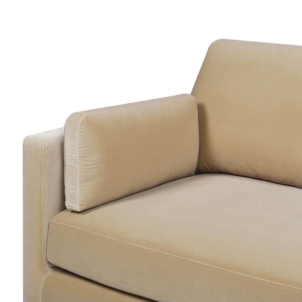 Knox 84" Fawn Brown Velvet Lawson Sofa with Removable Cushions