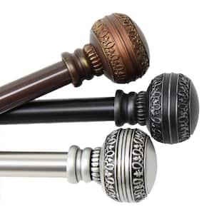 28 in. - 48 in. Telescoping Single Curtain Rod in Cocoa with Ornament Finial