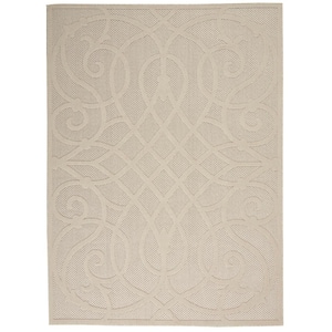 Palamos Cream 4 ft. x 6 ft. Geometric Contemporary Indoor/Outdoor Patio Area Rug