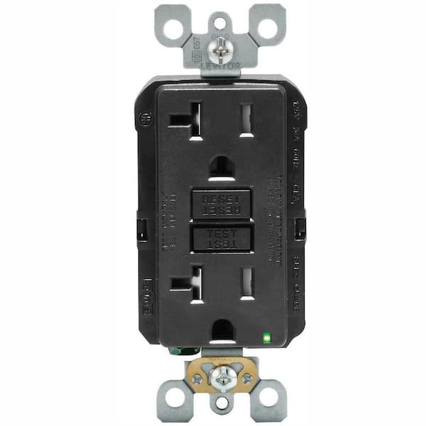 Leviton 20 Amp 125-Volt Duplex SmarTest Self-Test Tamper Resistant GFCI Outlet, Black (6-Pack)