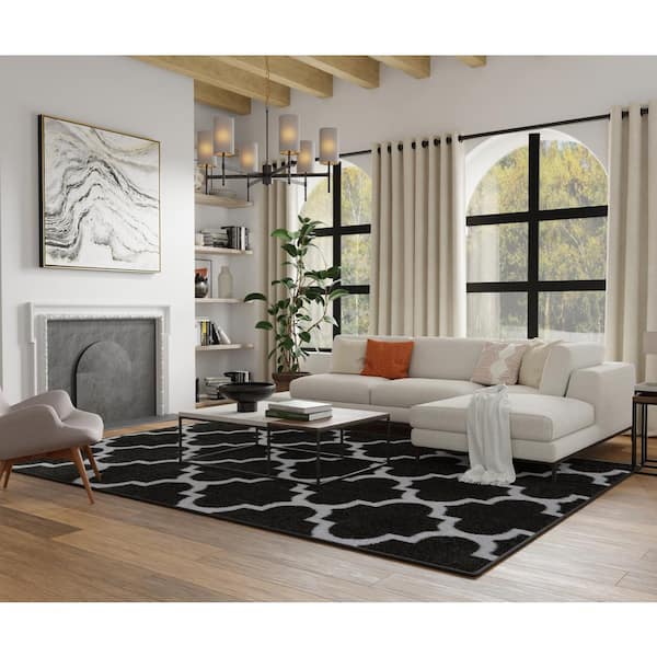 Seyward 5 ft. x 7 ft. Titanium Trellis Shag Area Rug