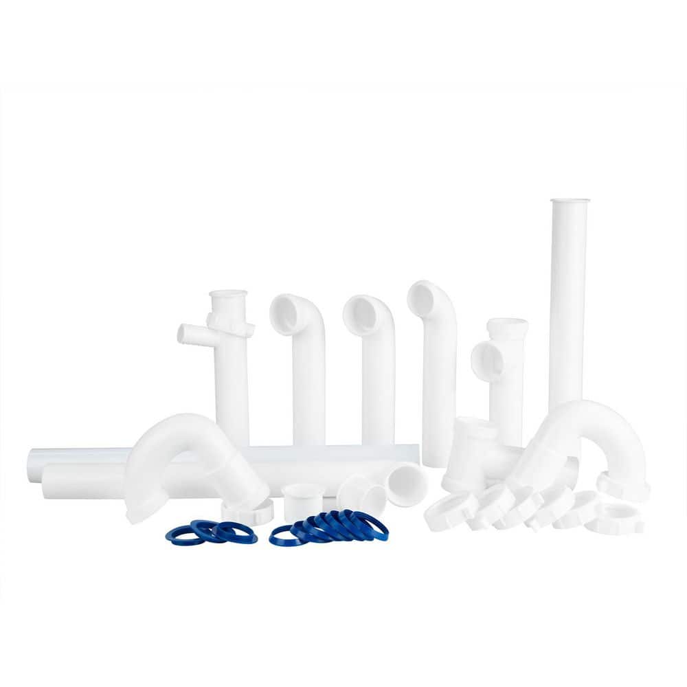 30-Pack 1-1/2 in. Universal Kitchen Sink Drain Kit with P-Trap and Connectors, White price history on PriceWatchPro
