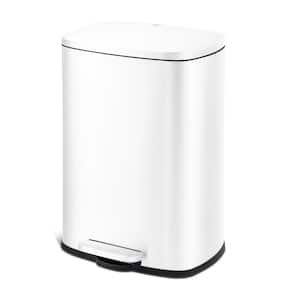 KOHLER 13 Gal. Stainless Steel White and Stainless Step-On Trash Can K ...