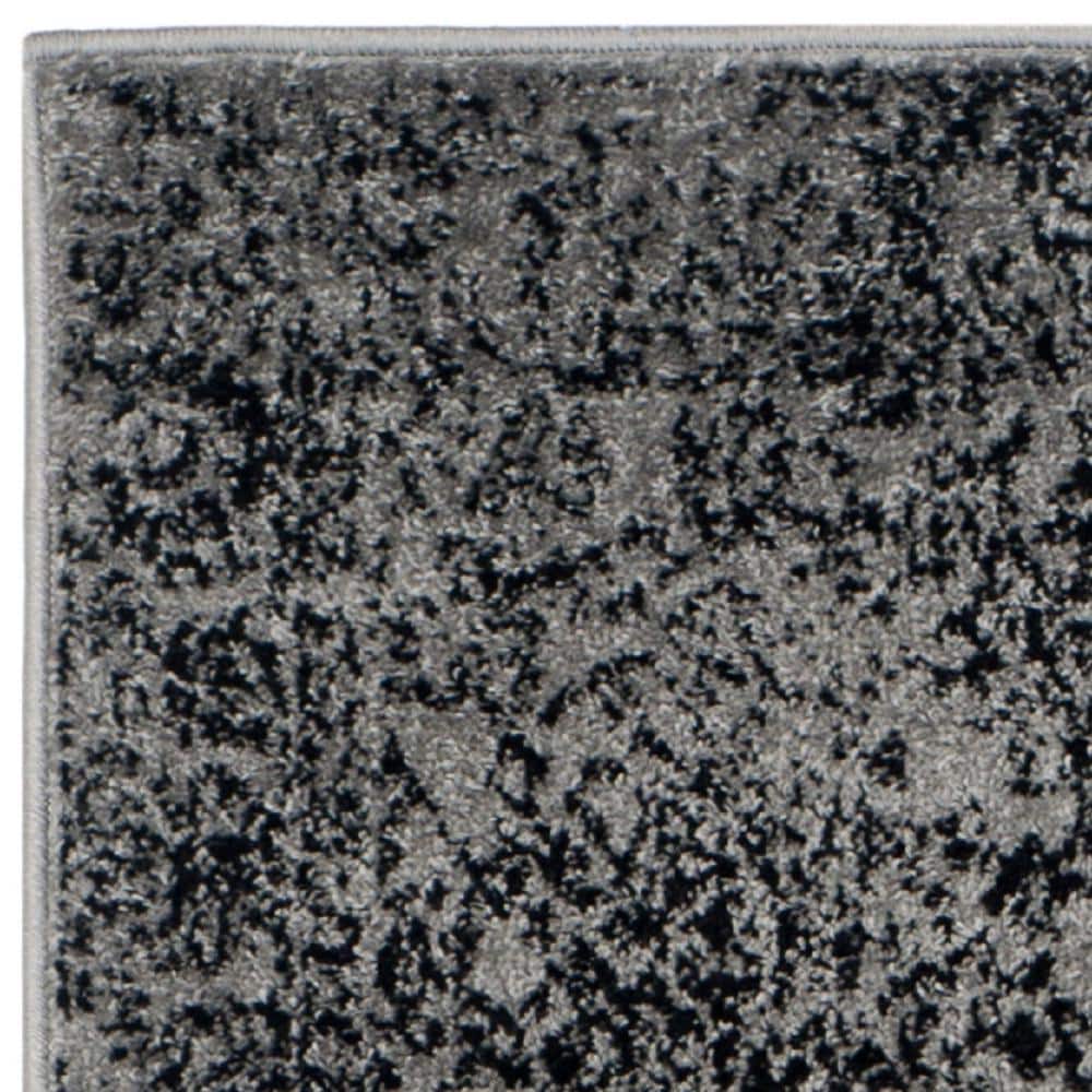 Grey and Black Hand-knotted Synthetic Runner Rug
