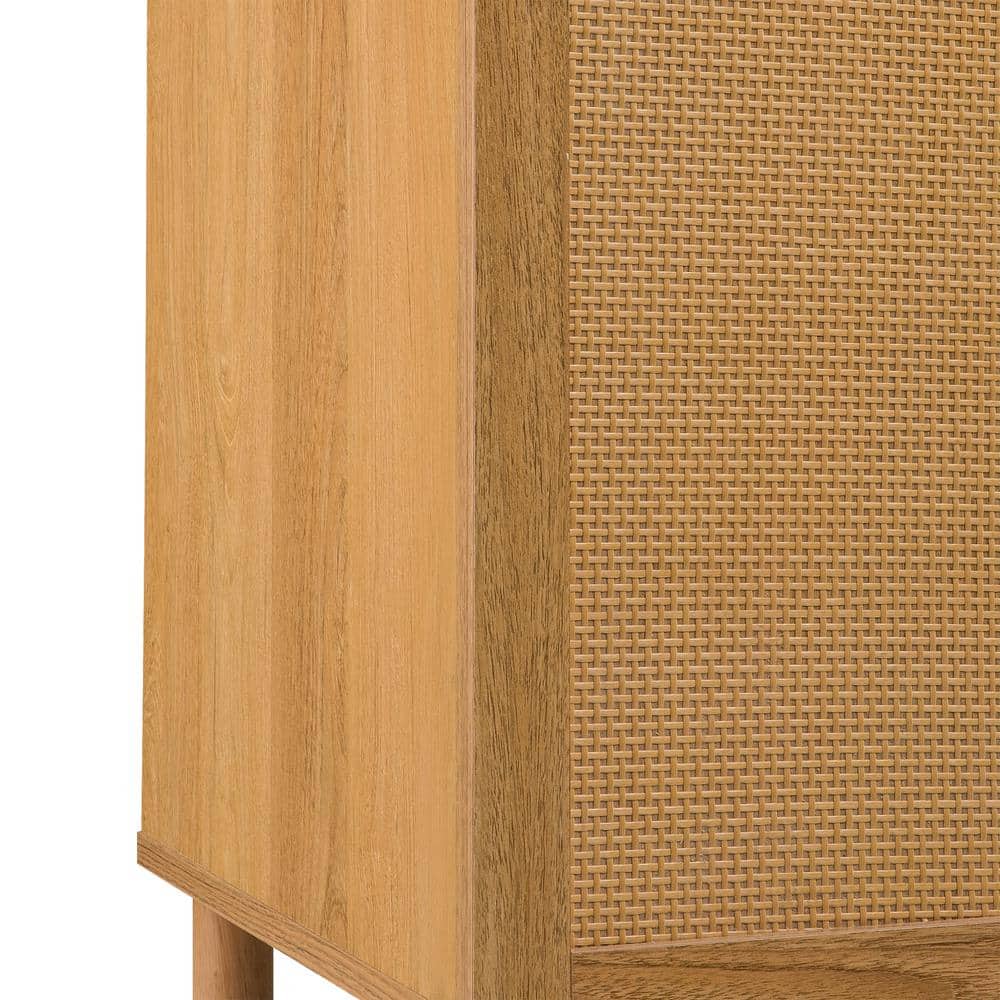 Sango Orre Contemporary Mixed Material Rattan 2-Door Cabinet, Brown