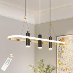 Zeus 45-Watt 4 light Black Gold Integrated LED Pendant Light with Dimmable and Remote Control