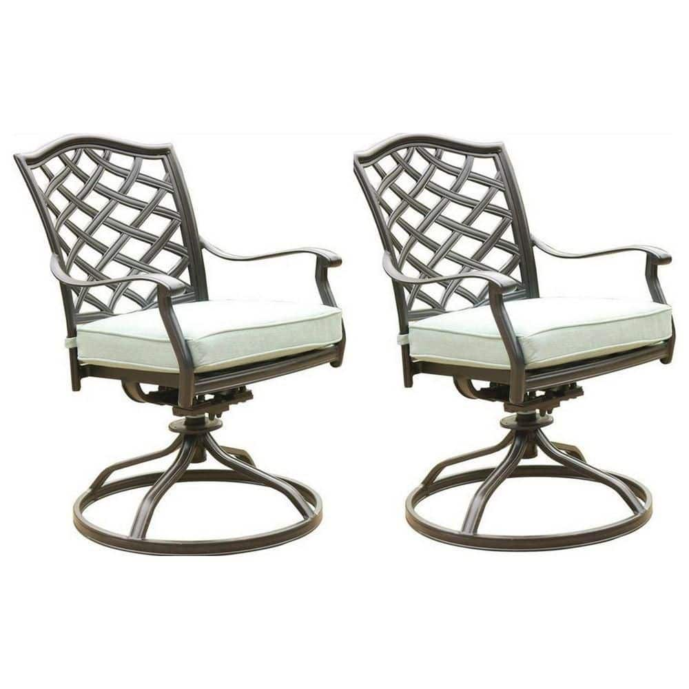 Benjara Modern Ivory Patio Dining Swivel Chair with Cushion (Set of 2 ...