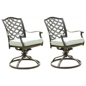 Modern Ivory Patio Dining Swivel Chair with Cushion (Set of 2)