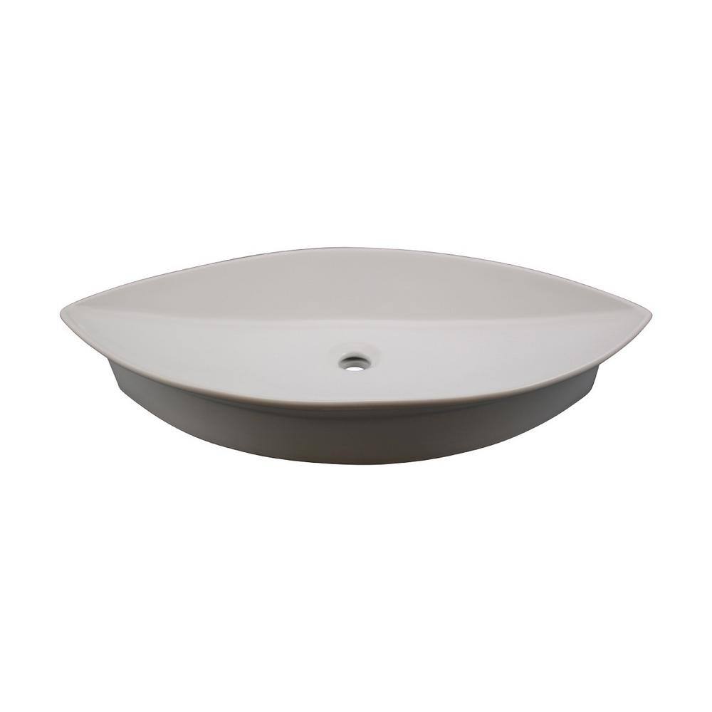 White Ceramic Oval Above-Counter Vessel Sink with Reno-Gloss Finish