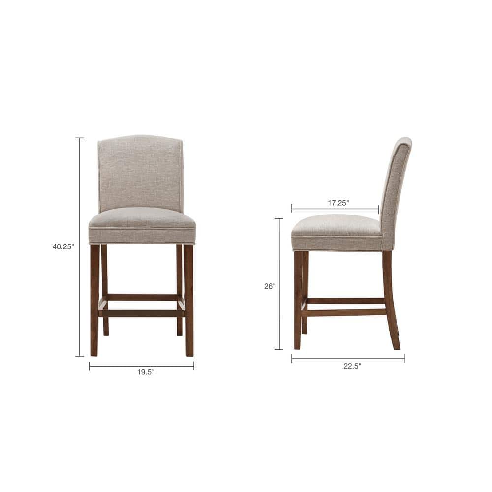 Elegant Cream Upholstered Counter Stool with Birch Wood Legs