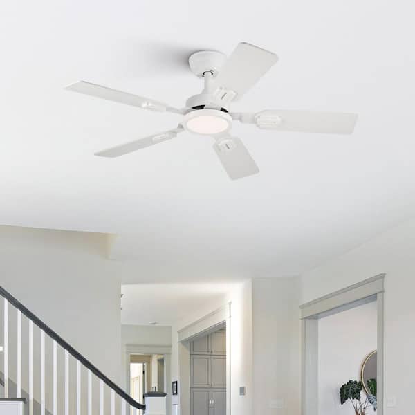 42 in. Integrated LED Indoor Matte White Maple Standard Downrod Mount Ceiling Fan with Light Kit and Remote Control