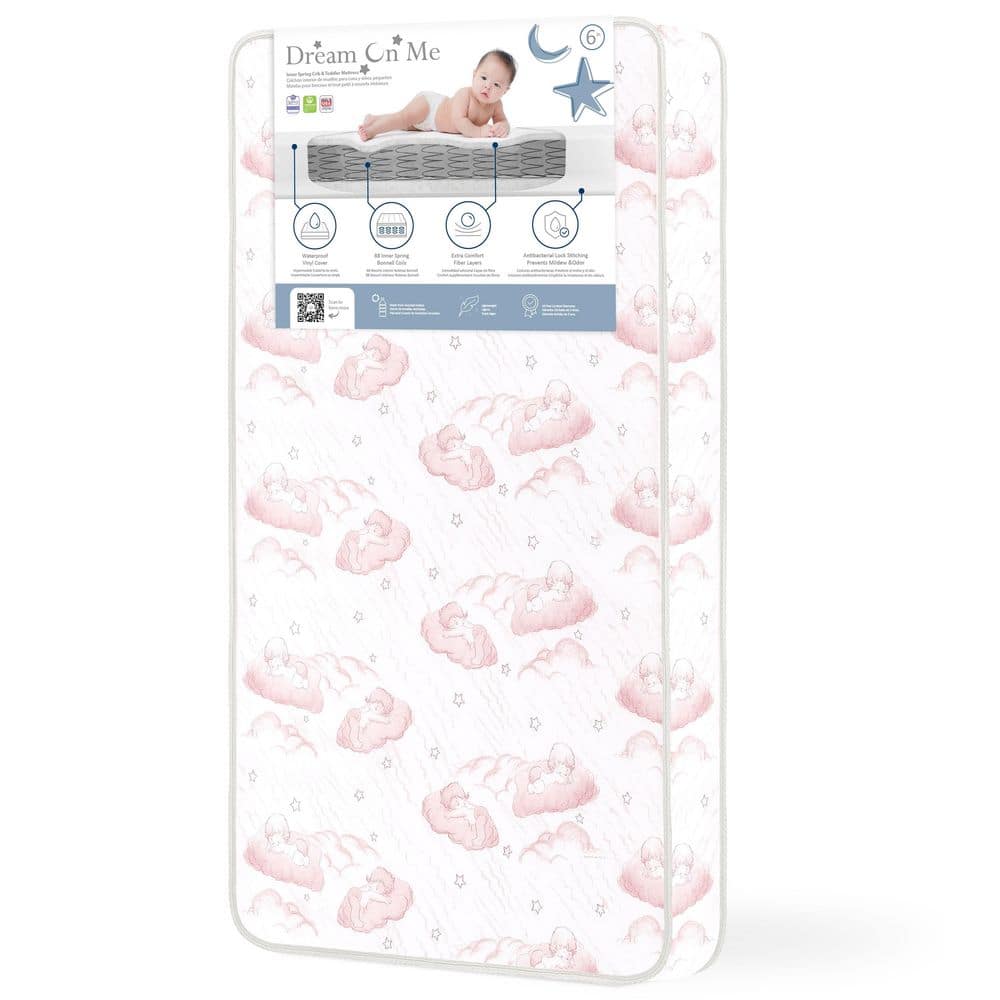 Sweet Dreams 6, 88 Coil Pink Spring Crib and Toddler Bed Mattress