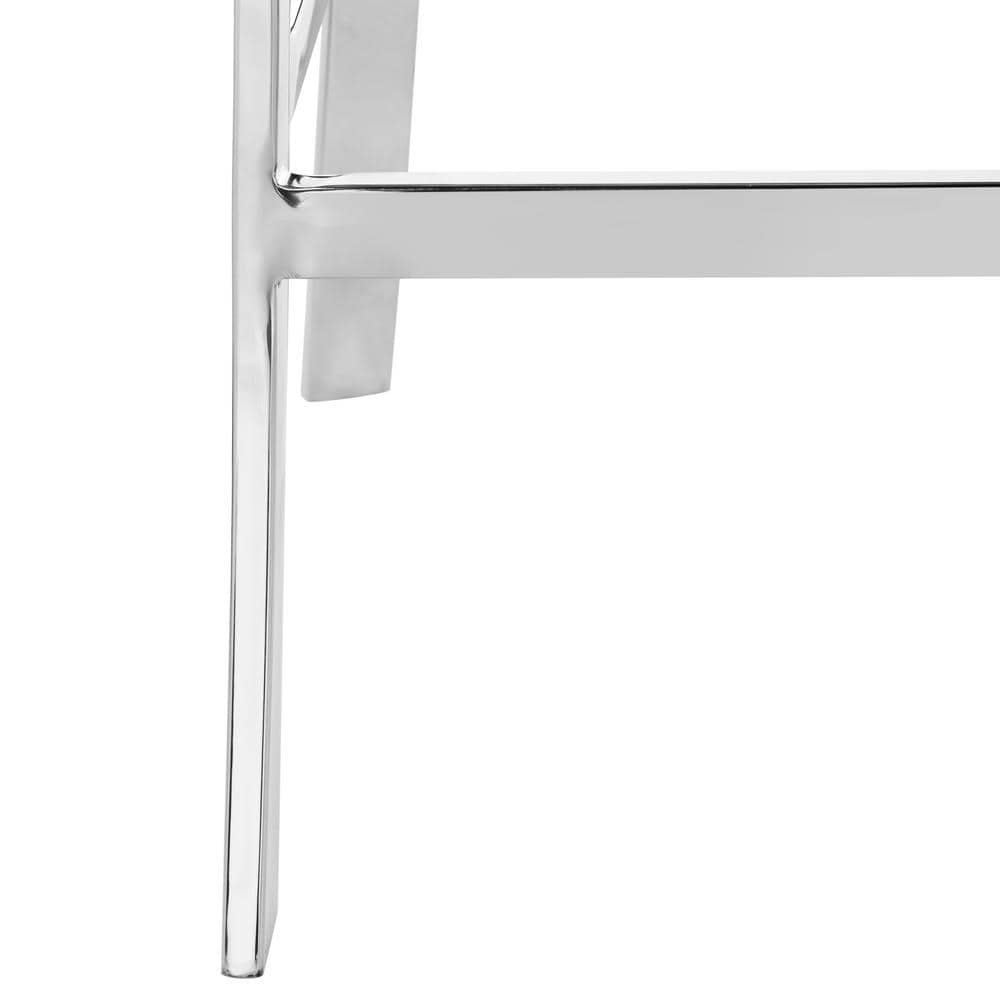 Elegant 39'' Black Leather & Chrome Stainless Steel Bar Stool