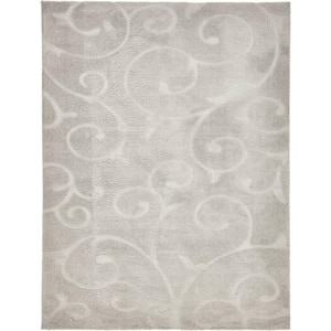 Floral Shag Carved Gray 9' 0 x 12' 0 Area Rug
