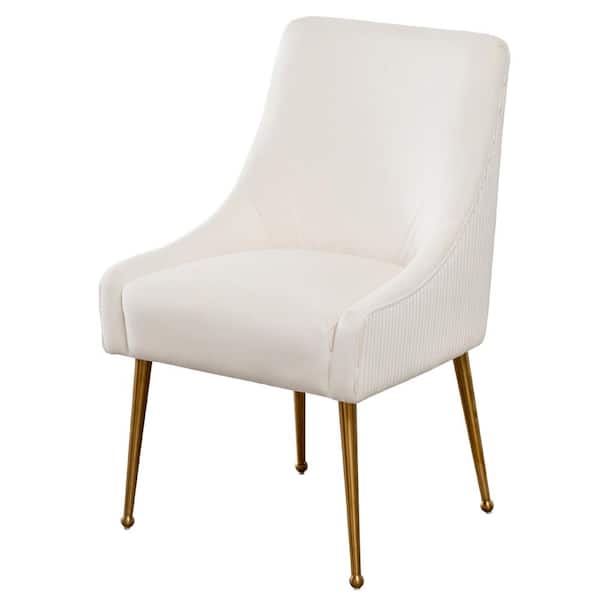 KINWELL Beige Mid-Century Modern Upholstered Velvet Fabric Dining Side Chair (Set of 1) (22 in. W x 33.9 in. H)