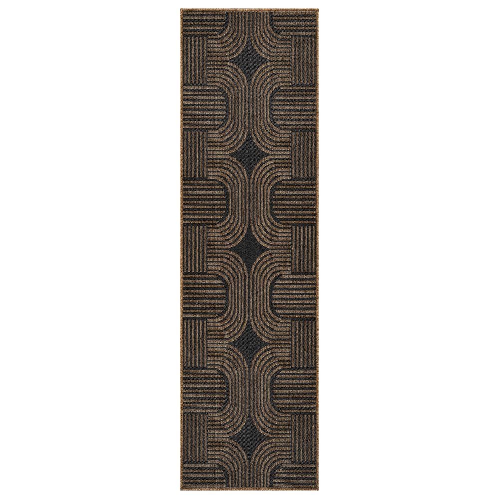 Geometric Dark Gray/Natural Easy-Care Jute-Style Indoor/Outdoor Flat Woven 2 ft. 3 in. x 8 ft. Dark Gray Area Rug price history on PriceWatchPro
