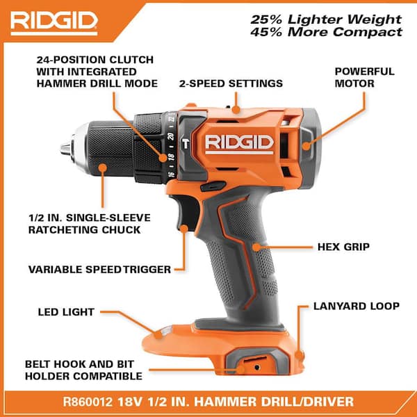 RIDGID 18V Cordless 1/2 in. Hammer 