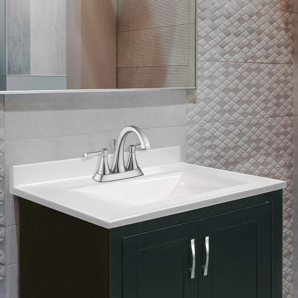 Camilla 25-Inch White Cultured Marble Vanity Top with Backsplash