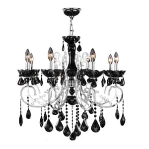 Kronos 8-light Chrome with Black Crystals Chandelier