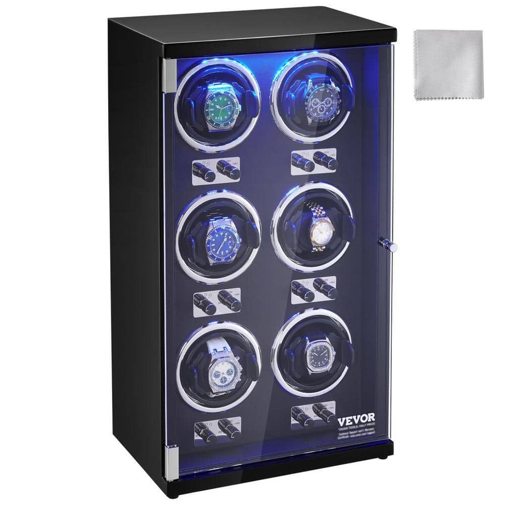 Watch Winder, Watch Winder for 6-Men's and Women's Automatic Watches, with 6-Super Quiet Japanese Mabuchi Motors