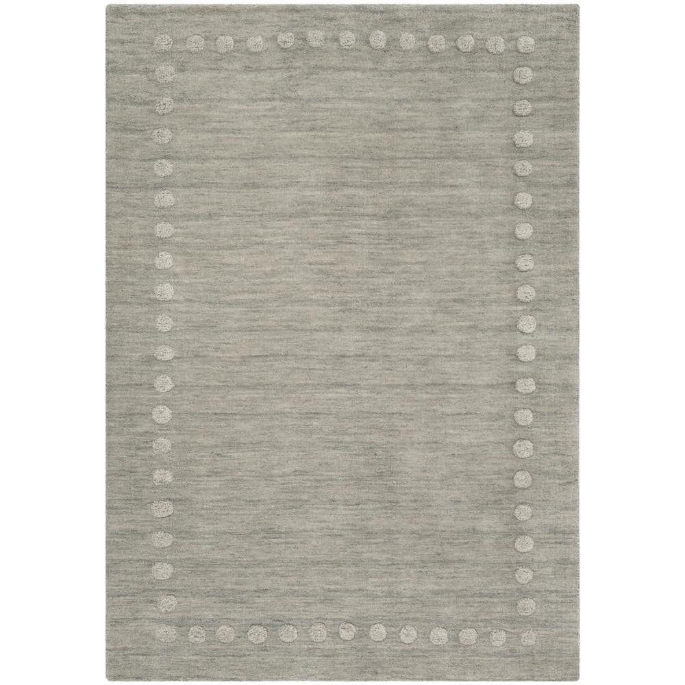 SAFAVIEH Kids Fiona Solid Bordered Wool Area Rug  Grey  4  x 6