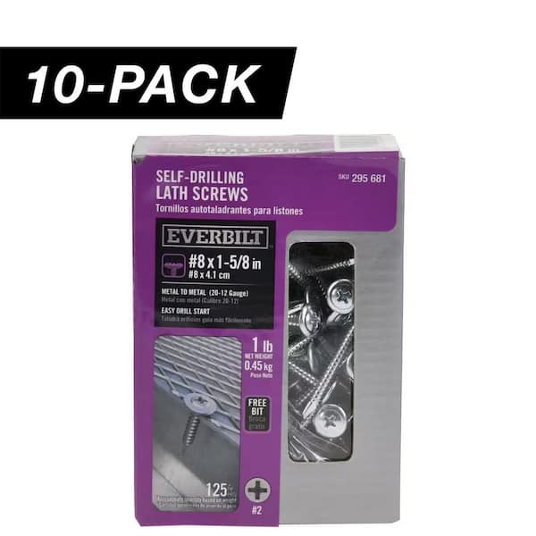 10-Pack #8 x 1-5/8 in. Phillips Drive Truss Head Lath Self-Drilling Screw (10 lb / 1,250-Piece)