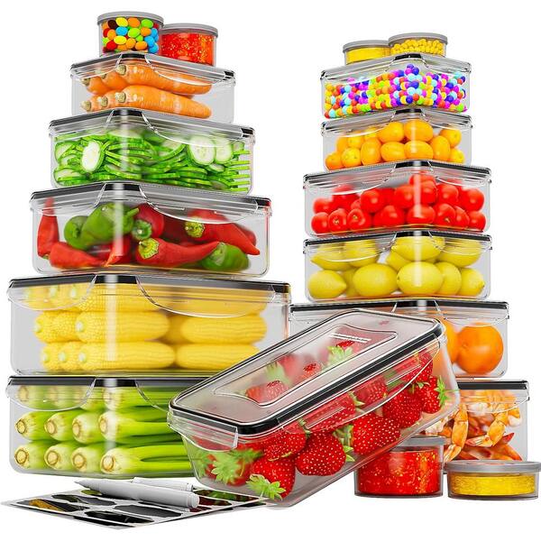 Adrinfly 36-Pcs. Food Storage Containers: Airtight Lid, Leakproof Plastic Containers with Labels & Pen, BPA Free!