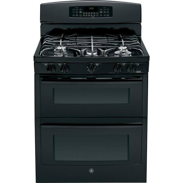 GE Profile 6.8 cu. ft. Double Oven Gas Range with Self-Cleaning Convection Lower Oven in Black