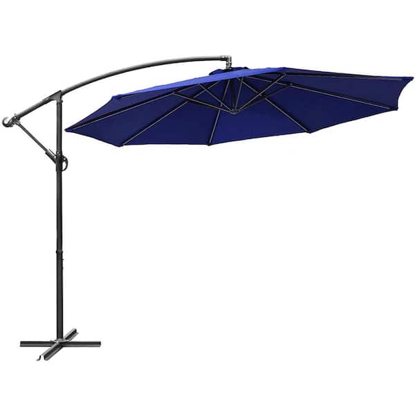 Wateday 10 ft. iron Cantilever Tilt Patio Umbrella in Blue