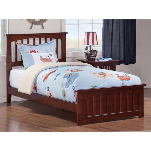 AFI Mission Walnut Twin Traditional Bed with Matching Foot Board