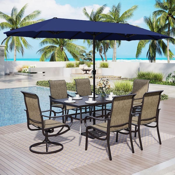 la z boy patio umbrella PHI VILLA 13ft Large Outdoor Double-Sided Umbrella, Rectangle, Beige Treasure Garden AKZ Plus 13