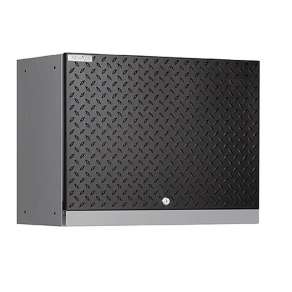NewAge Products Performance Diamond Plate 18 in. H x 24 in. W x 12 in. D Wall Garage Cabinet in Black