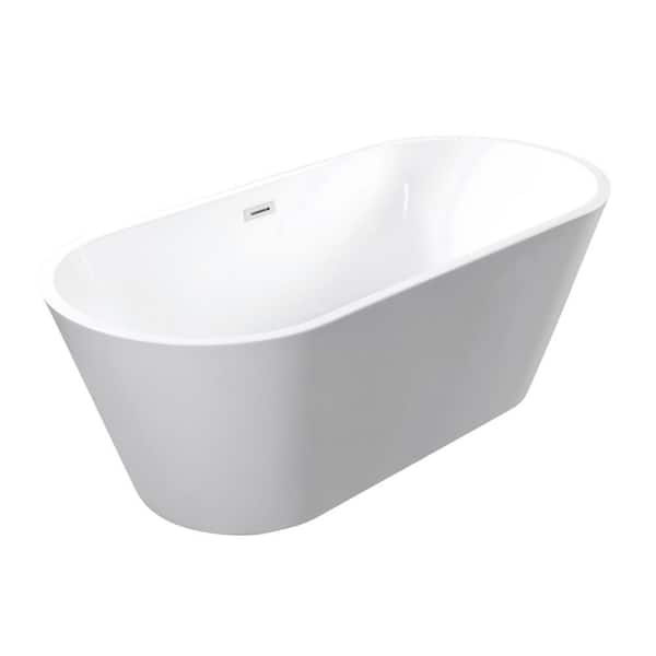 67 in. x 31 in. Acrylic Freestanding Soaking Bathtub with Chrome Overflow and Pop-Up Drain in White SPA Tub for Bathroom