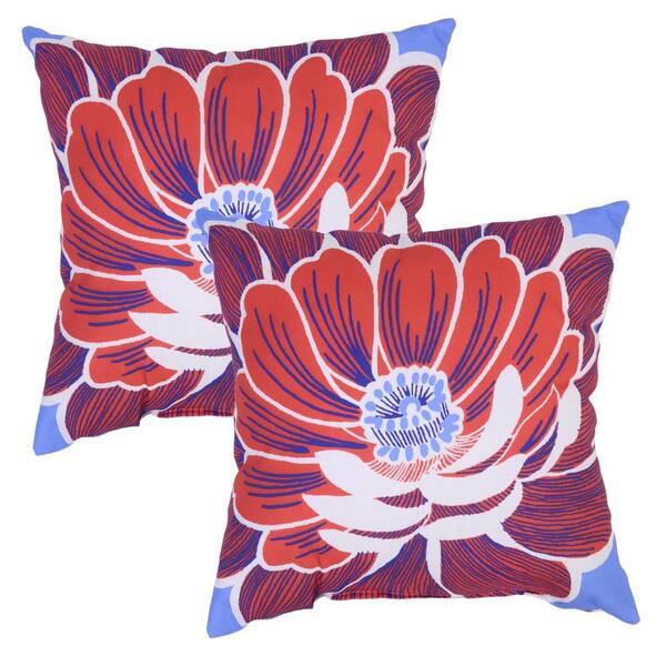 Plantation Patterns Periwinkle Flower Square Outdoor Throw Pillow (2-Pack)