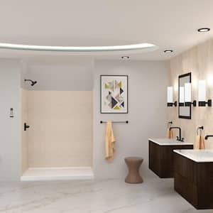 SaraMar 36 in. x 60 in. x 72 in. 3-Piece Easy Up Adhesive Alcove Shower Wall Surround in Cashew