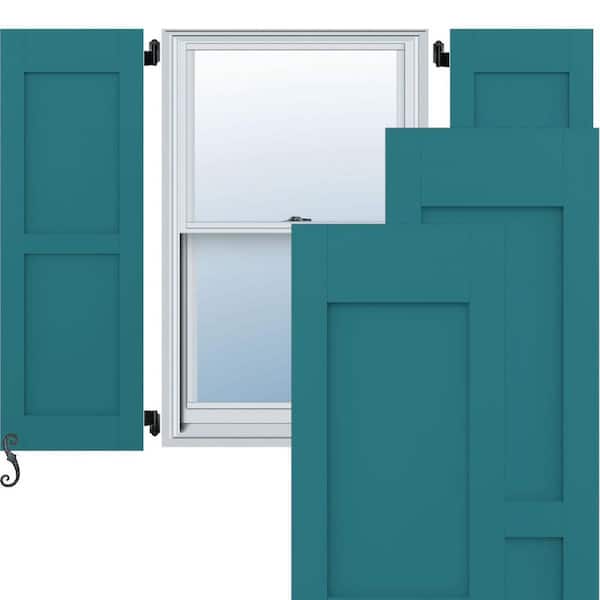 Ekena Millwork Americraft 12 in. W x 67 in. H 2-Equal Flat Panel Exterior Real Wood Shutters Per Pair in Antigua