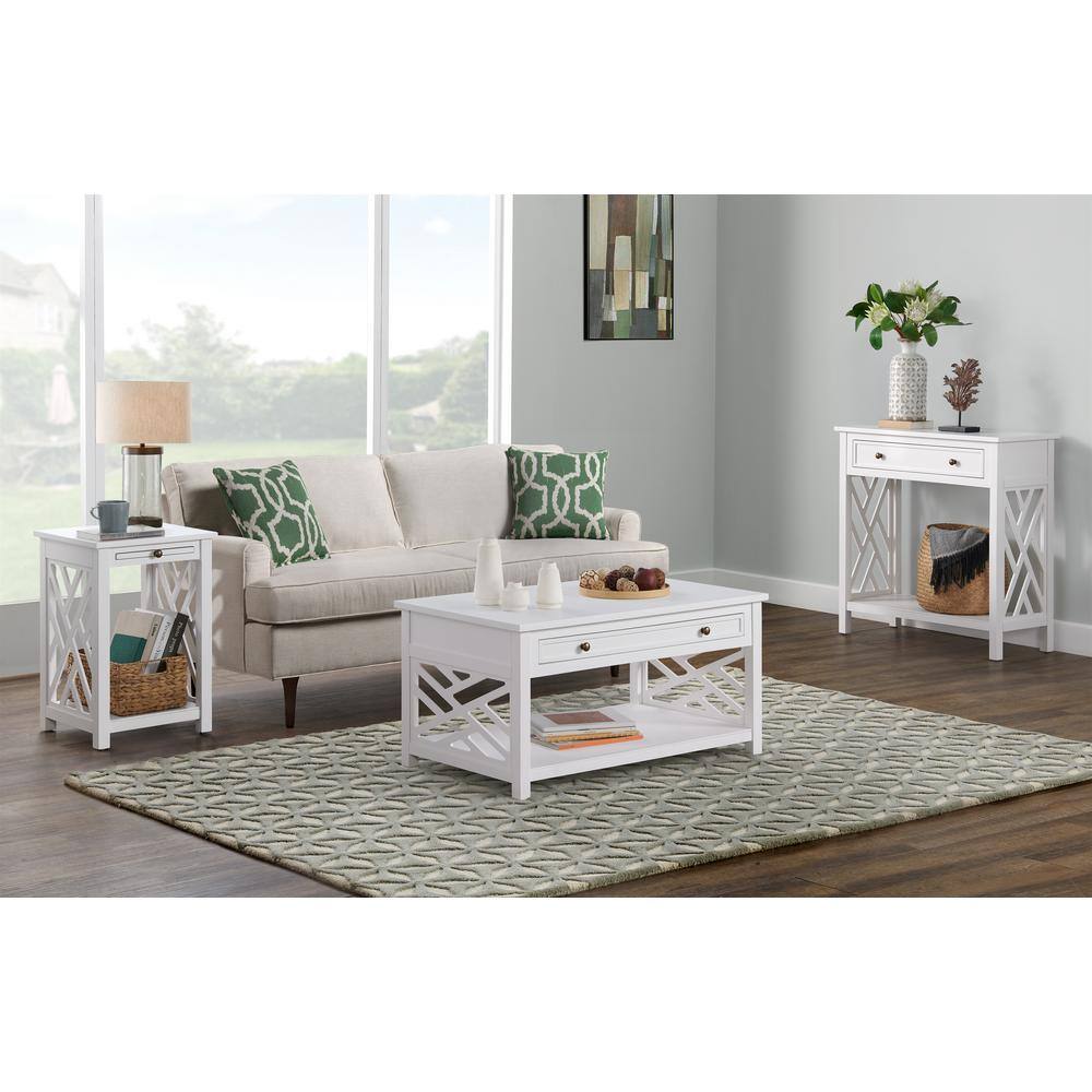 Middlebury 36" White Pine Coffee Table Set with Drawer and Tray