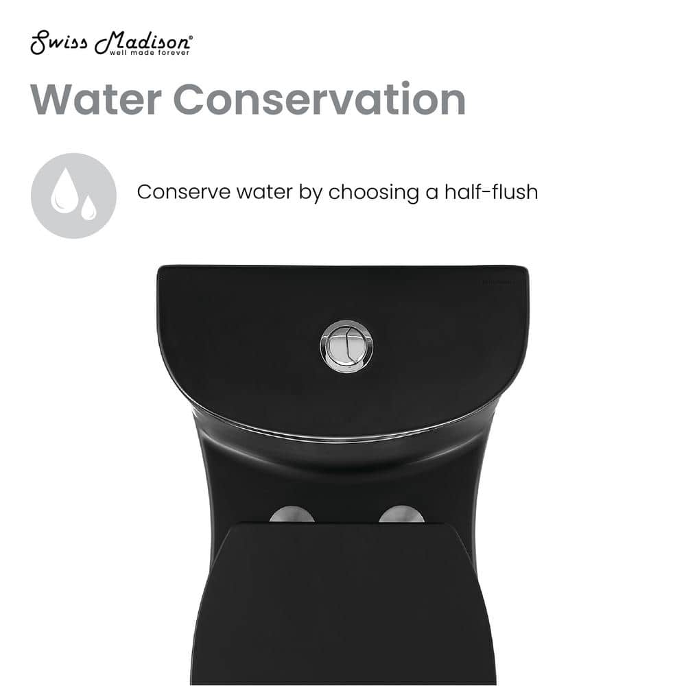 Sublime Matte Black Ceramic One-Piece Elongated Toilet