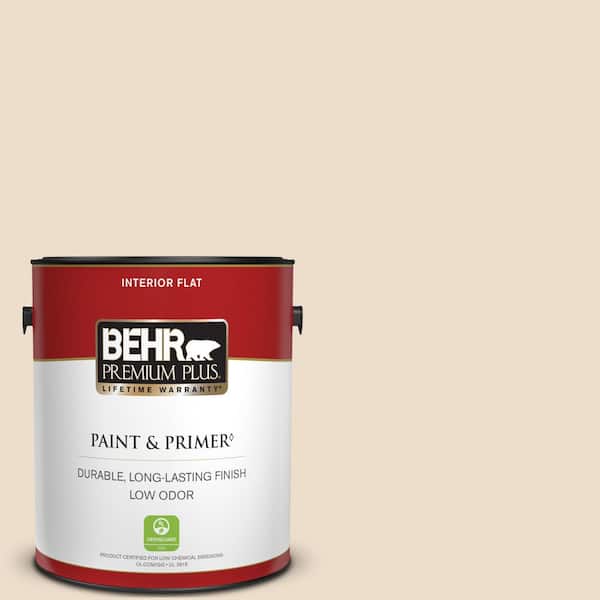 BEHR PREMIUM PLUS 1 gal. #23 Antique White Flat Low Odor Interior Paint & Primer