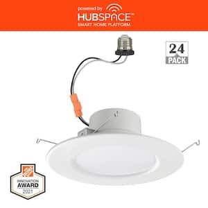 5/6 in. SMART Integrated LED Recessed Light Trim Wireless Powered by Hubspace Adjustable CCT New Construction (24-Pack)