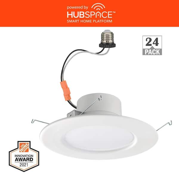 5/6 in. SMART Integrated LED Recessed Light Trim Wireless Powered by Hubspace Adjustable CCT New Construction (24-Pack)