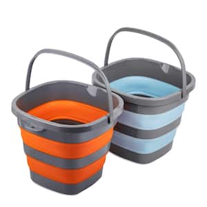 2.6 Gal. Foldable Plastic Bucket in Orange and Blue (2-Pack)