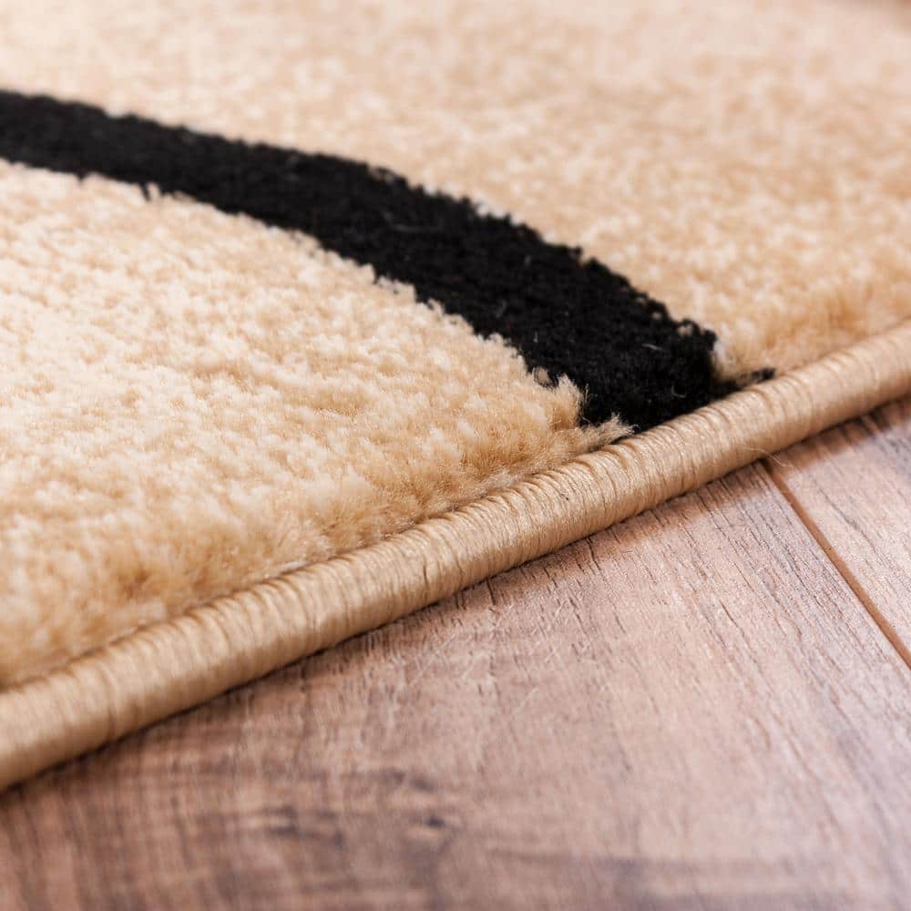 Ivory and Multicolor Round Geometric Area Rug 5'3"