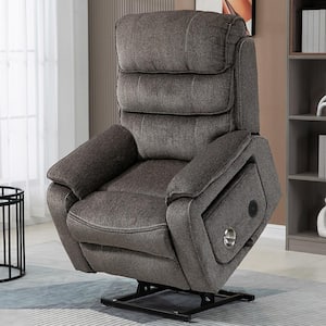 Gray Multifunction Full Lay Flat Infinite Positions Lift Massage Recliner with Lumbar Pillow
