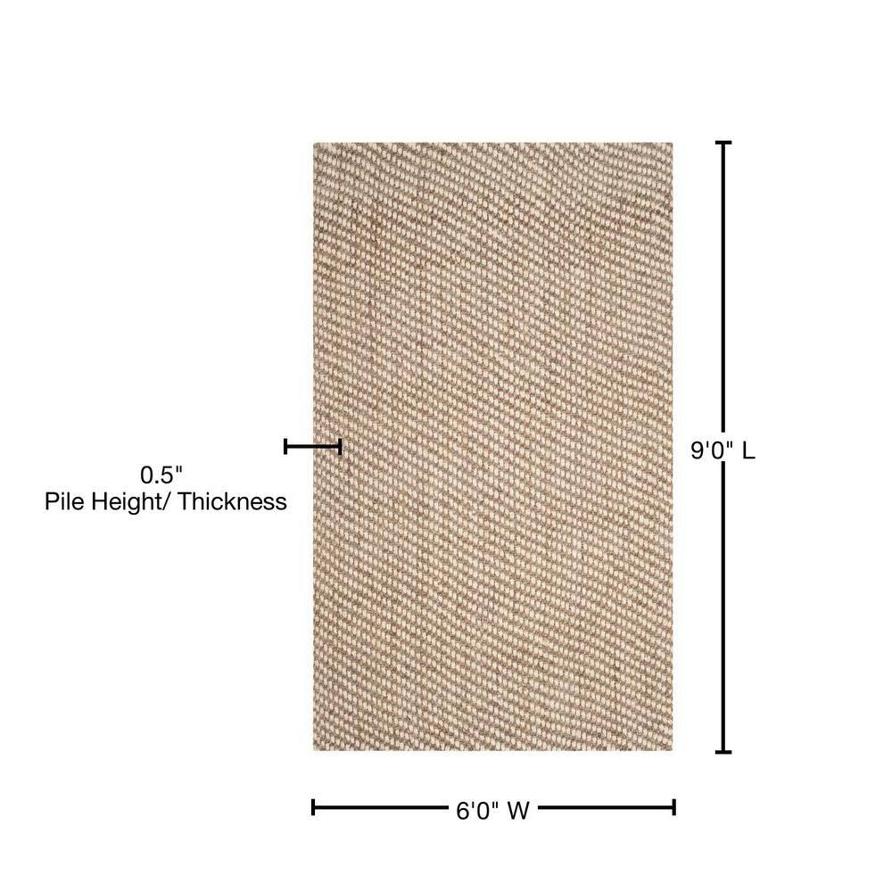Hand-Knotted Natural Fiber Rectangular Area Rug - 6' x 9'