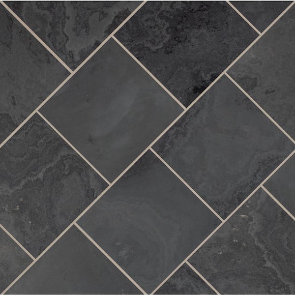 Black Honed Face Slate Floor Tiles,Charcoal Grey Honed Slate Wall